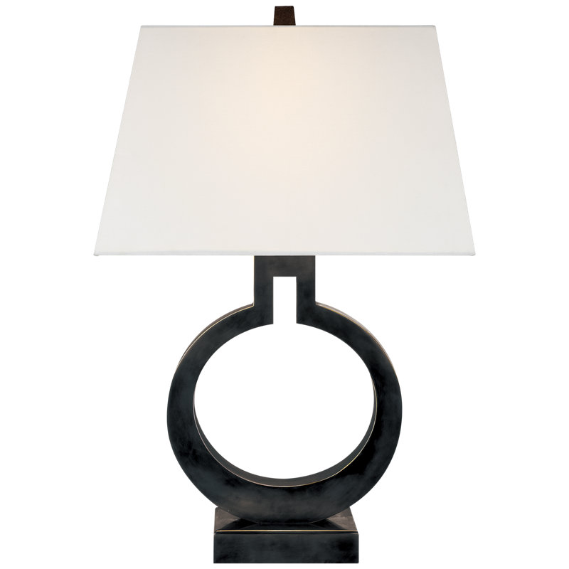 Ring Table Lamp, Bronze, 20.25" H x 13.5" W x 13.5" D, Linen