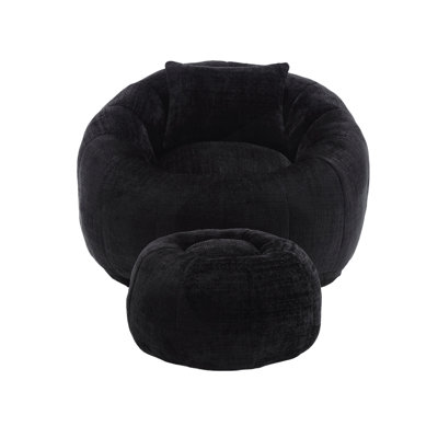 Modern Bean Bag Chair With Ottoman, Pillow