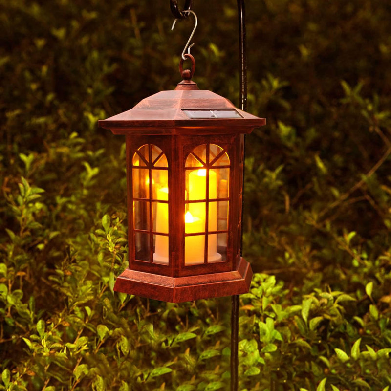 Black Solar Powered LED Flameless Garden Lantern