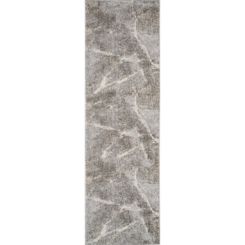 Tapis abstrait gris et beige 8 pi
