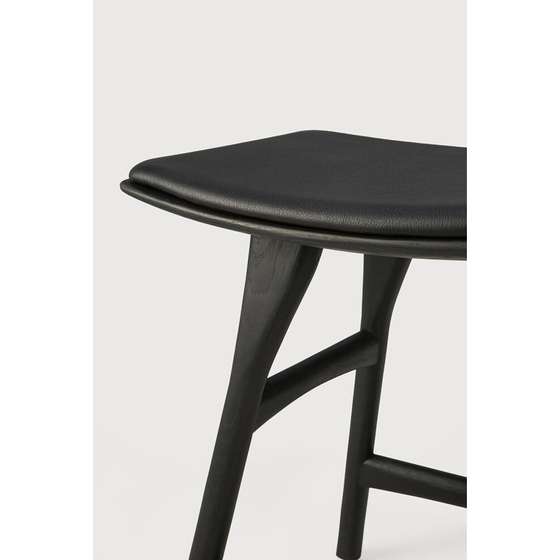 Osso 19.7" Short Stool, Varnished Black, Black