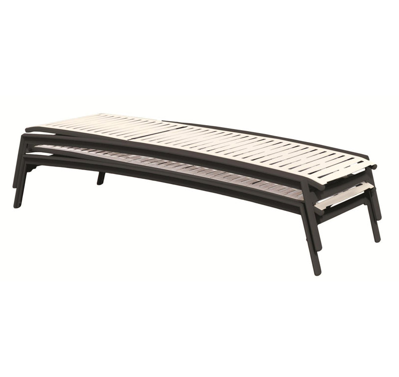 Elance EZ Span™ Outdoor Rust-Resistant Metal Chaise Lounge, Parchment Vinyl, Greco