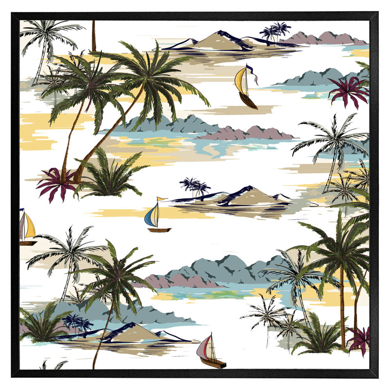 Cruce Palm Trees - Single Picture Frame Print, Black Framed, 61cm H x 61cm W x 4cm D