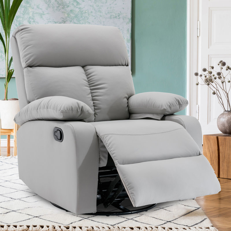 Swivel Rocker Recliners For Small Spaces,rocking Recliner Chair For Nursery,rv Recliners With Overstuffed Arm And Back-Light Gray