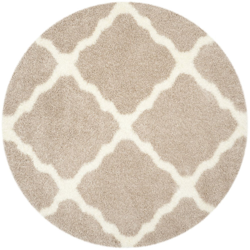 Bertl Shag Performance Geometric Rug, Round 6'7"