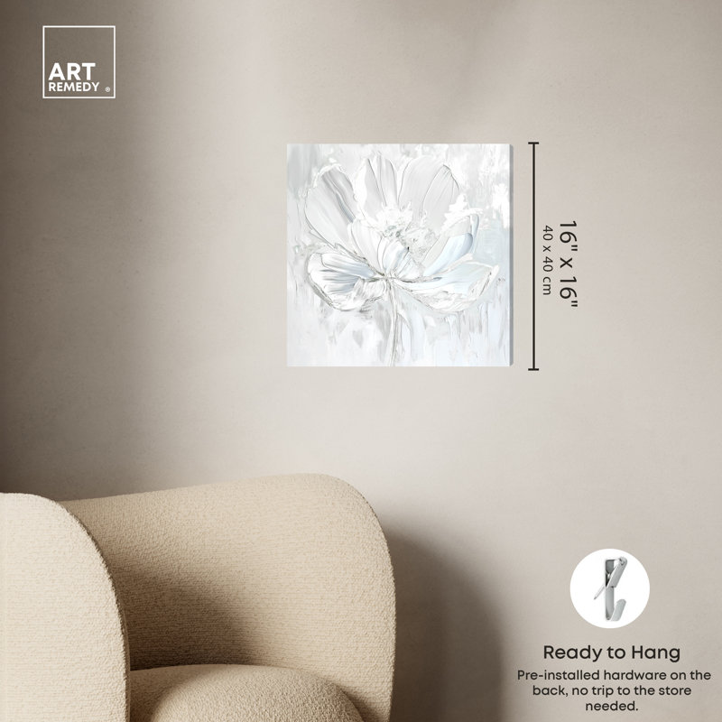 Off-White Magnolia Floral Canvas Wall Art, 16" x 16"