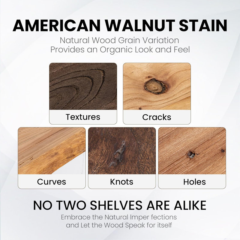 24" Solid Elm Floating Wall Shelves Set Of 2, Rustic Heavy-Duty Shelves