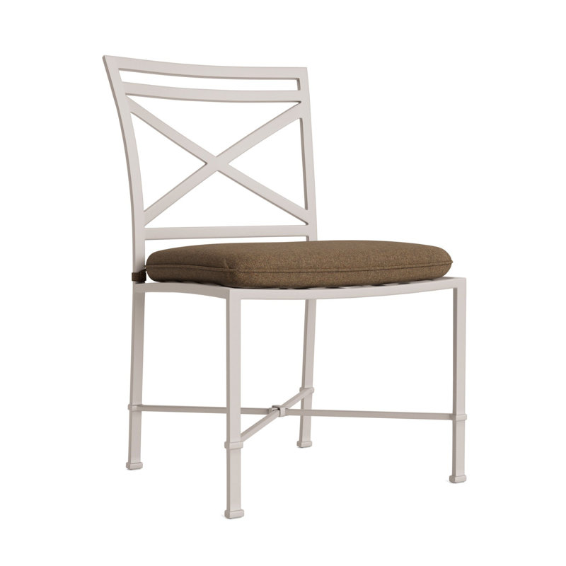 Venetian Outdoor Dining Side Chair, Brown, Fusion Moccasian, Dove Smooth