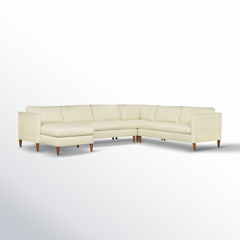 Clifford 4-Piece Upholstered Custom Sectional, Left Hand Facing, Davis Pearl Performance Bouclé