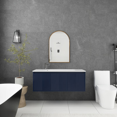 Ensemble de meuble-lavabo mural simple 48 po Hazeleigh