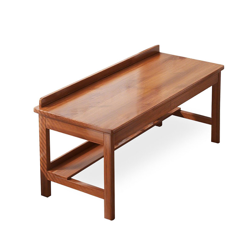 Nut-brown Rectangular Solid Wood with 2 drawers desk, 29.53" H x 55.12" W x 23.62" D