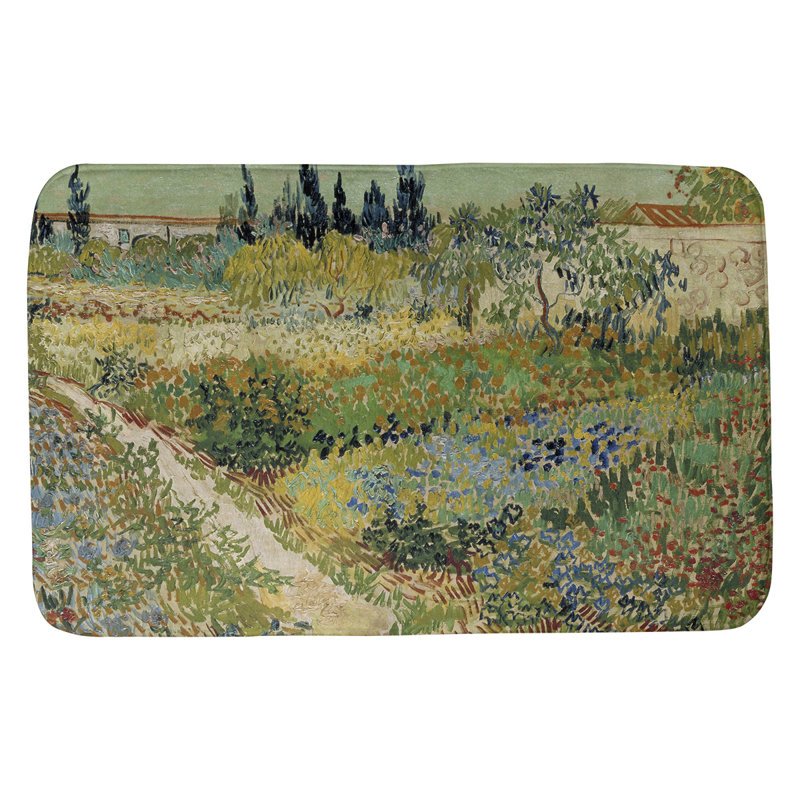 Tapis pour salle de bain garten bluhender Kinsey, l 21 po x L 34 po, Vert