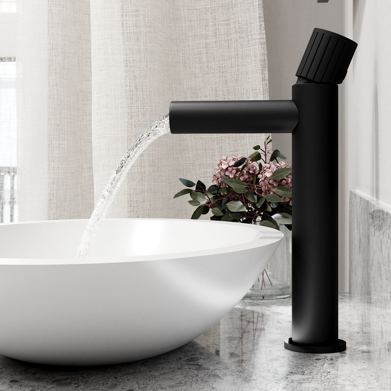 Ashford 11" H Single Handle Vessel Sink Bathroom Faucet, Matte Black