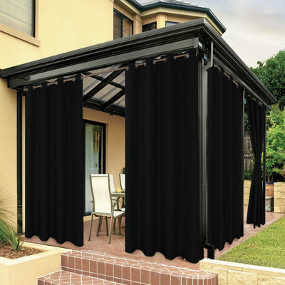 Outdoor Patio Curtains - Water Resistant, Privacy & Light Filtering, 54"X84"(Black)