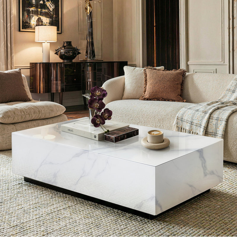 Table basse Klusek, Blanc / gris