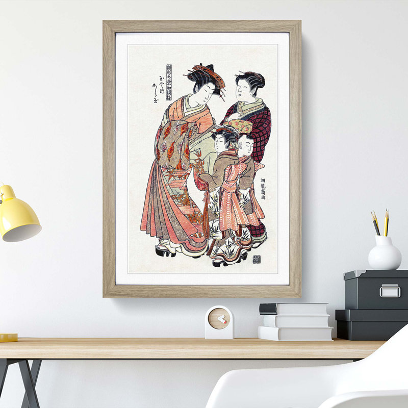 Courtesan Shiratama by Isoda Koryusai - Picture Frame Painting Print, Oak Framed, 48cm H x 36cm W x 2cm D