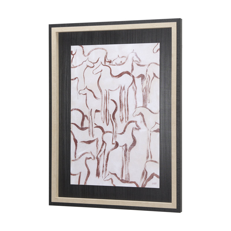 Horse Herd III a Hand Embelished Textured Framed Art Print, Horse Herd III
