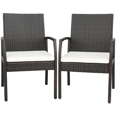 Fauteuil de salle à manger d'extérieur en osier avec coussin Ladana