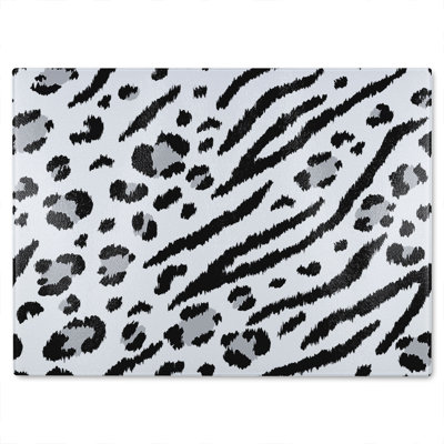 Zebra & Leopard Print Glass Chopping Board