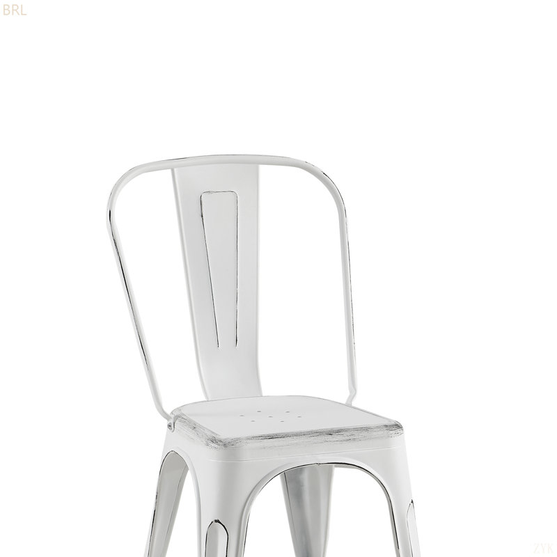 Chaises de salle à manger industrielles en métal ultrabrillant à hauteur d'assise de 18 pouces à l'intérieur et à l'extérieur, surface légère facile à nettoyer, assemblage facile, conception moderne et durable