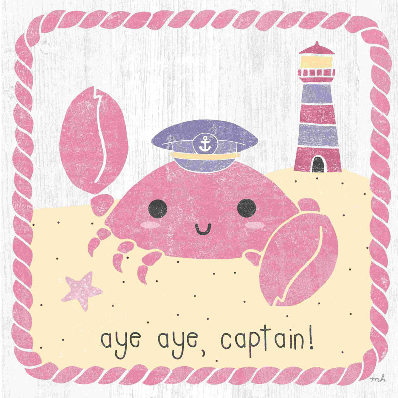 «Nautical Friends II Girly» par Moira Hershey - art textuel sur toile tendue, H 12 po x l 12 po, Pas de tapis, Toile tendue