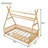 Natural Pine Twin Roof Floor Bed For Kids-765480327-765480324