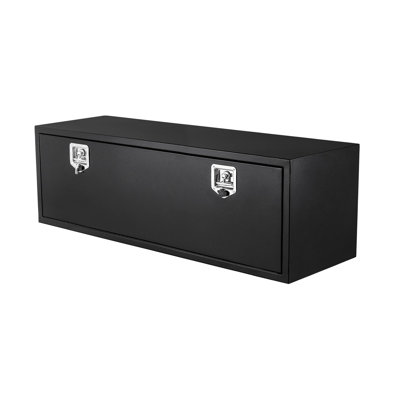 Heavy Duty 60" x 18" x 18" Steel Truck Bed Tool Box with T-Handle Lock, Waterproof Underbody Storage Chest, Durable Metal Groove Protector, Black