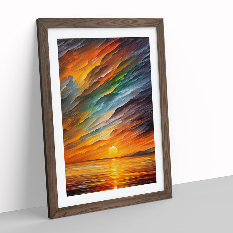 Ocean Sunrise No.3 - Framed Print, 64cm H x 46cm W x 2cm D, Walnut
