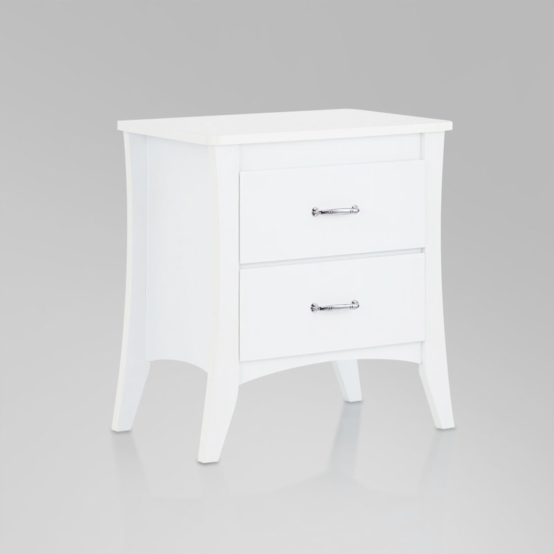 Table d'appoint blanche à deux niveaux - Structure en bois, pieds fuselés, structure de H 25 po x l 24 po x P 16 po