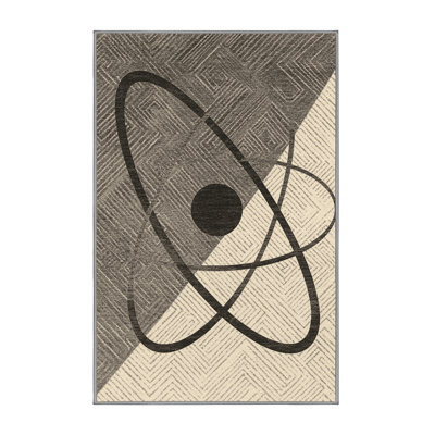 Machine Washable Parnika Atom Diagram Modern & Contemporary Geometric Rug in Gray – Gray Binding