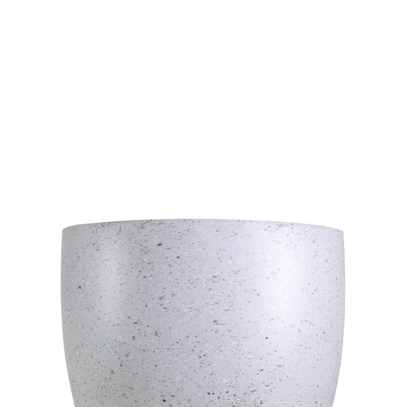 Concrete Effect Round Planter, Frostproof Outdoor Plant Pot, Round Garden Planter with Drainage Holes, Marble Grey