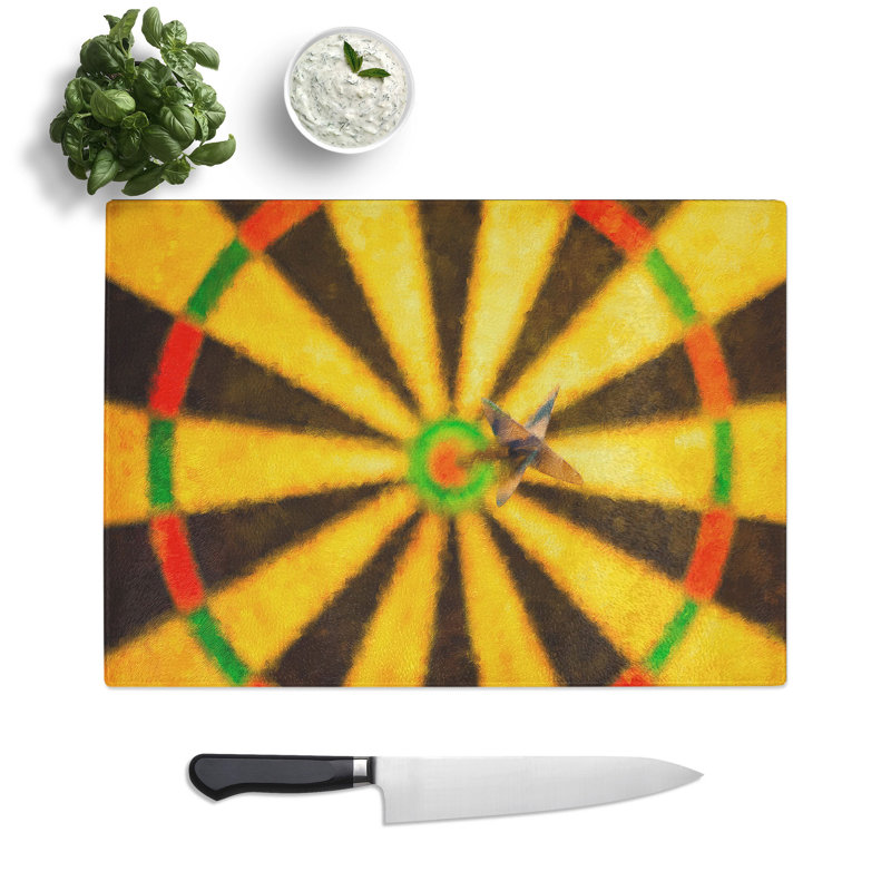 Bulls Eye Dartboard Painting Chopping Board, 0.4cm H x 20cm W x 28.5cm L
