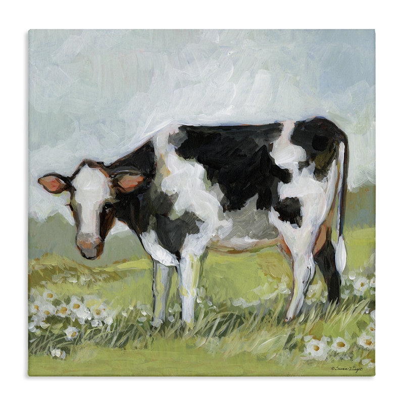 «Black and White Cow», art mural par Susan Winget, H 36 po x l 36 po
