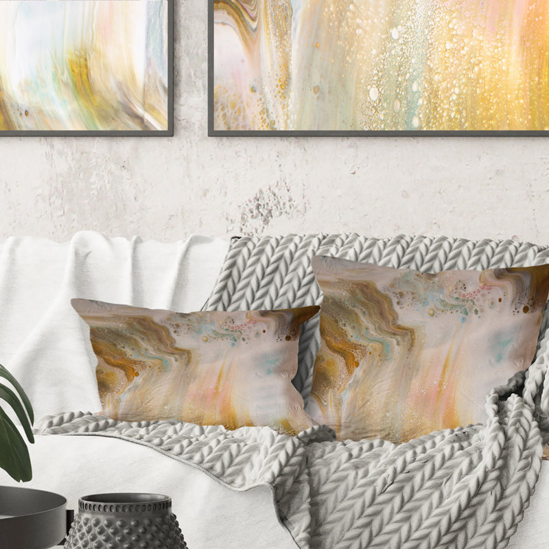 Coussin Fluid Art In Pastel Tones I, 18 po x 18 po
