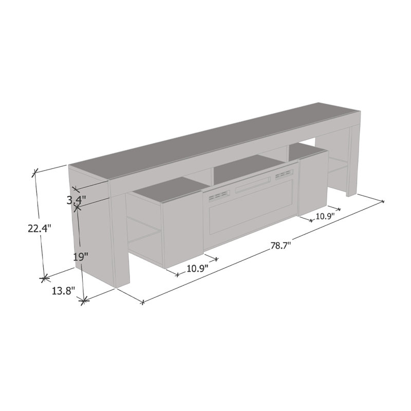 Soleo Black 79" Electric Fireplace TV Stand with Storage Cabinets
