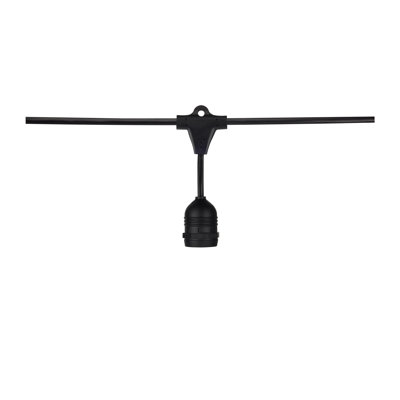 24Ft - LED String Light - 12 Socketed Black Cord And Plug Only