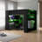 Full Size Wood Bunk Bed With Height-Adjustable Desk,Wardrobe,Ample Storage Space,And RGB Light,-1866692811