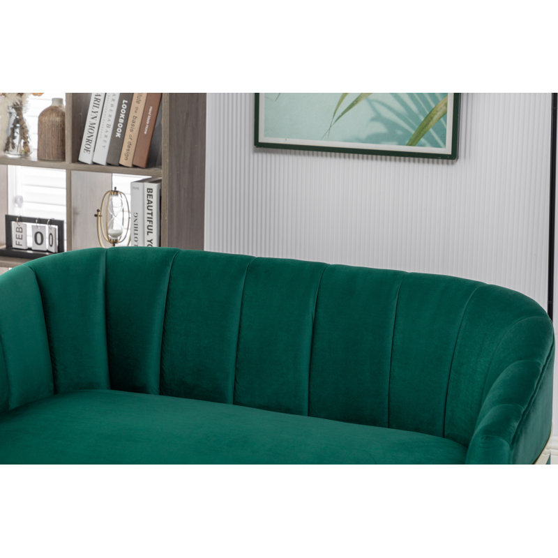 Causeuse en velours Tellico, Velours vert