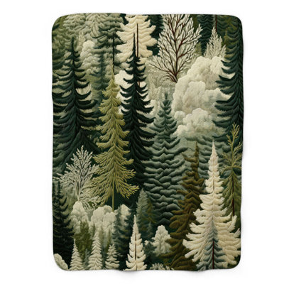 Pine Tree Stitchcraft - 1 Piece Premium Sherpa Bla Throw Blanket