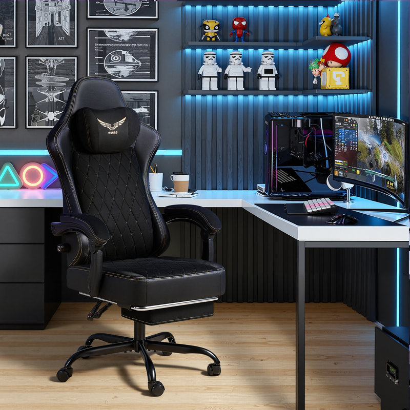 Video Gaming Chair With Adjustable Lumbar Support High Back Ergonomic Pc & Racing Game Chair With Footrest