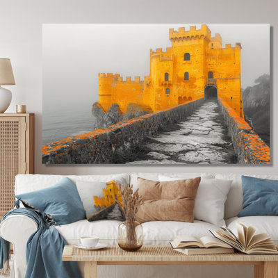 Impression d'art mural monochrome, jaune et gris, Irlande Fortress II