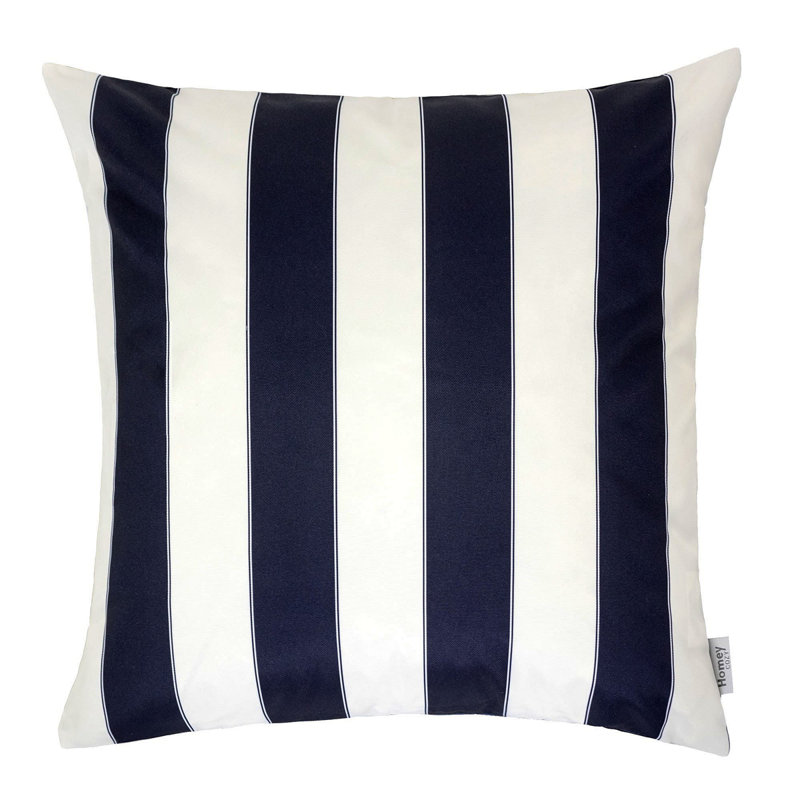 Coussin Horizon, Carré 20 po, Rayures bleu marine