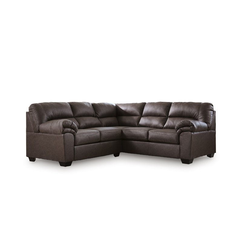 Skandar 2-Piece Sectional, 38" H x 94" W x 92" D, Coffee Faux Leather