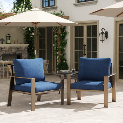 Ensemble de 2 fauteuils d'extérieur en aluminium avec coussins de patio