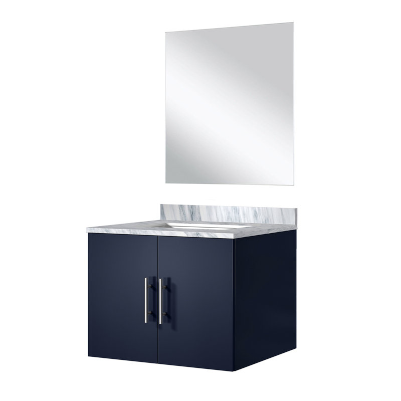 Meuble-lavabo bleu marine avec comptoir en marbre Miroir, rangement spacieux, meuble-lavabo 24 P 22 po, comptoir, fabrication fiable