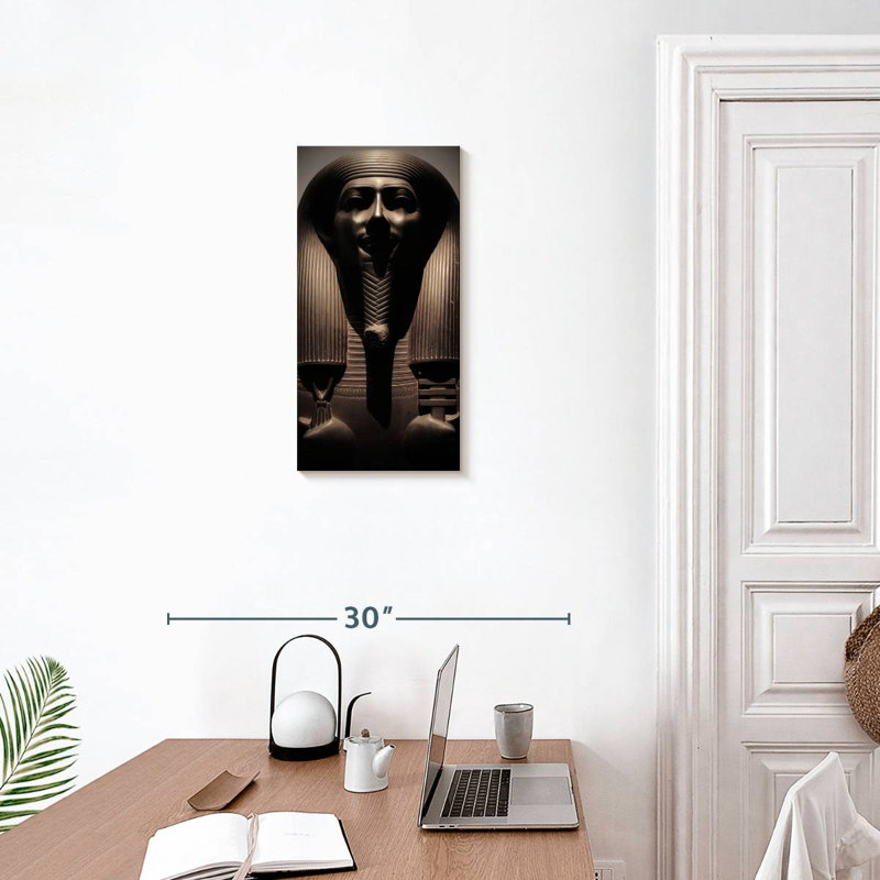 Bronze Pharaoh Statue, H 24 po x l 12 po