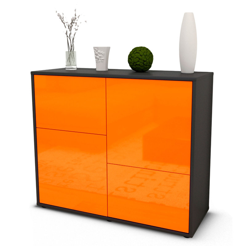 Ramona 92cm Sideboard, Anthracite/High-gloss orange