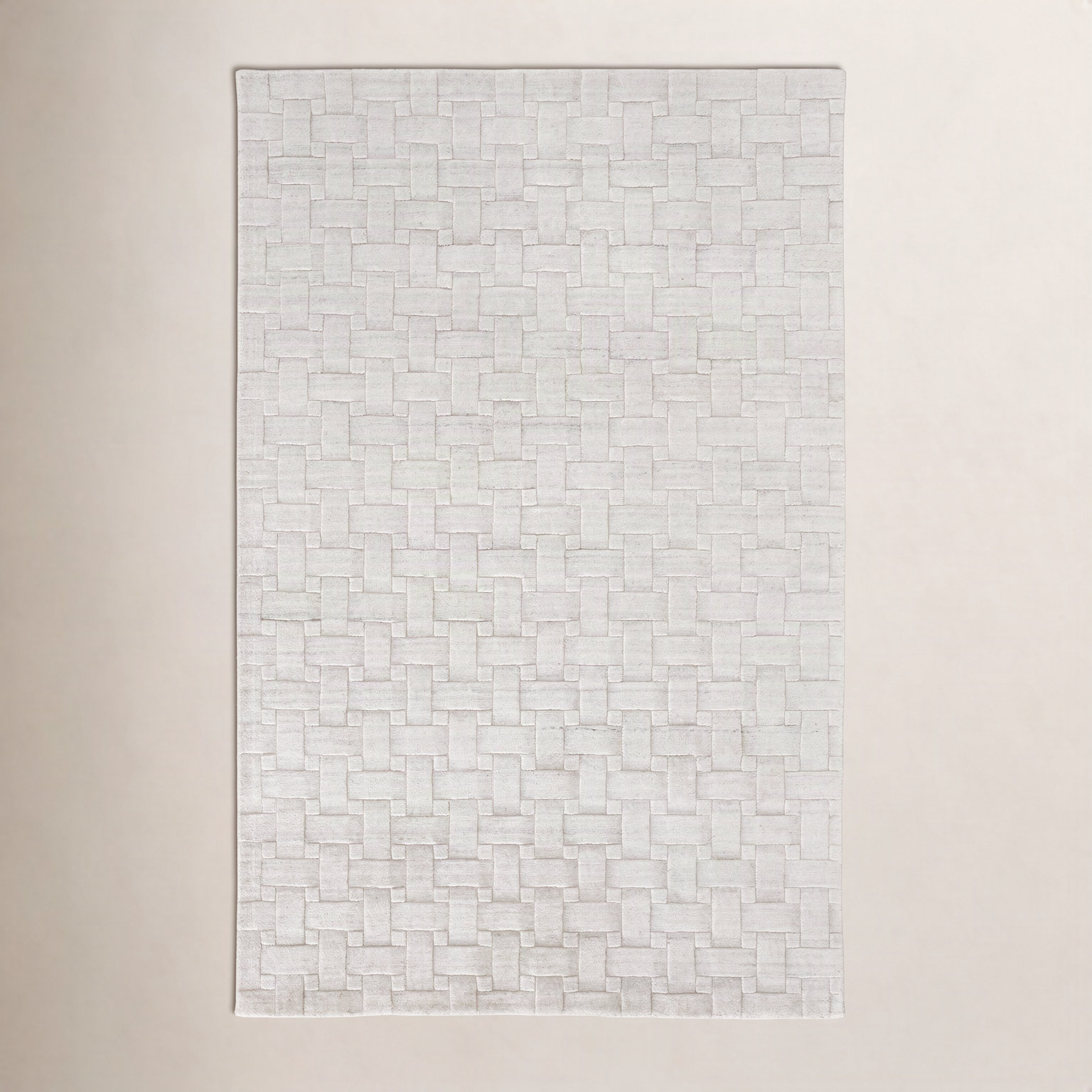 Shanta White Hand-Woven Geometric Viscose Rug, Rectangle 2' x 3'