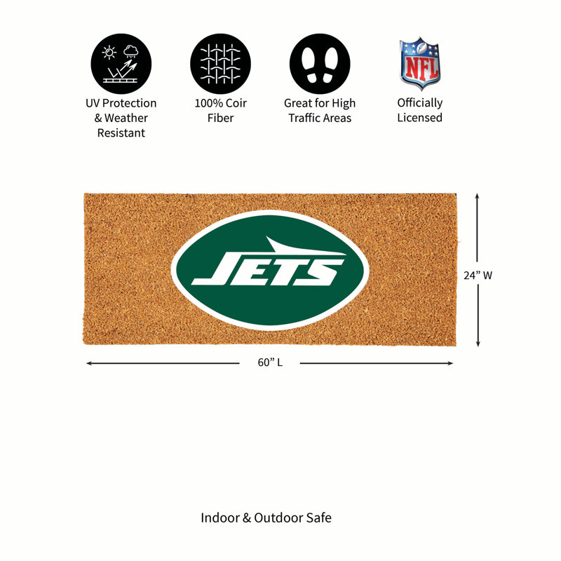 New York Jets Extra Large Full Colour Coir Mat, 60"x24"