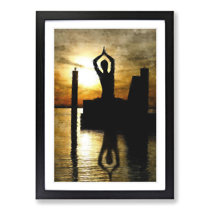 Yoga Meditation - Picture Frame Graphic Art, 65cm H x 48cm W x 2cm D, Black Framed